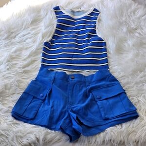 Alice + Olivia Blue and White Striped Top